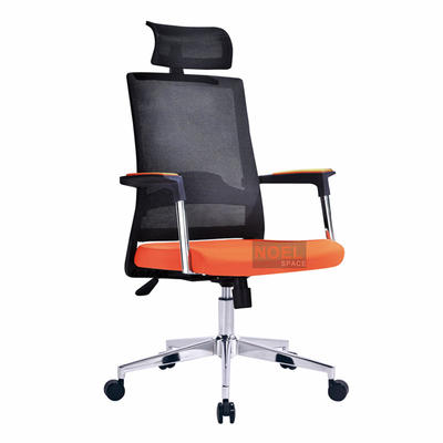 Ergonomic mesh office chair high back desk chair with adjustable headrest A2620 Orange + black